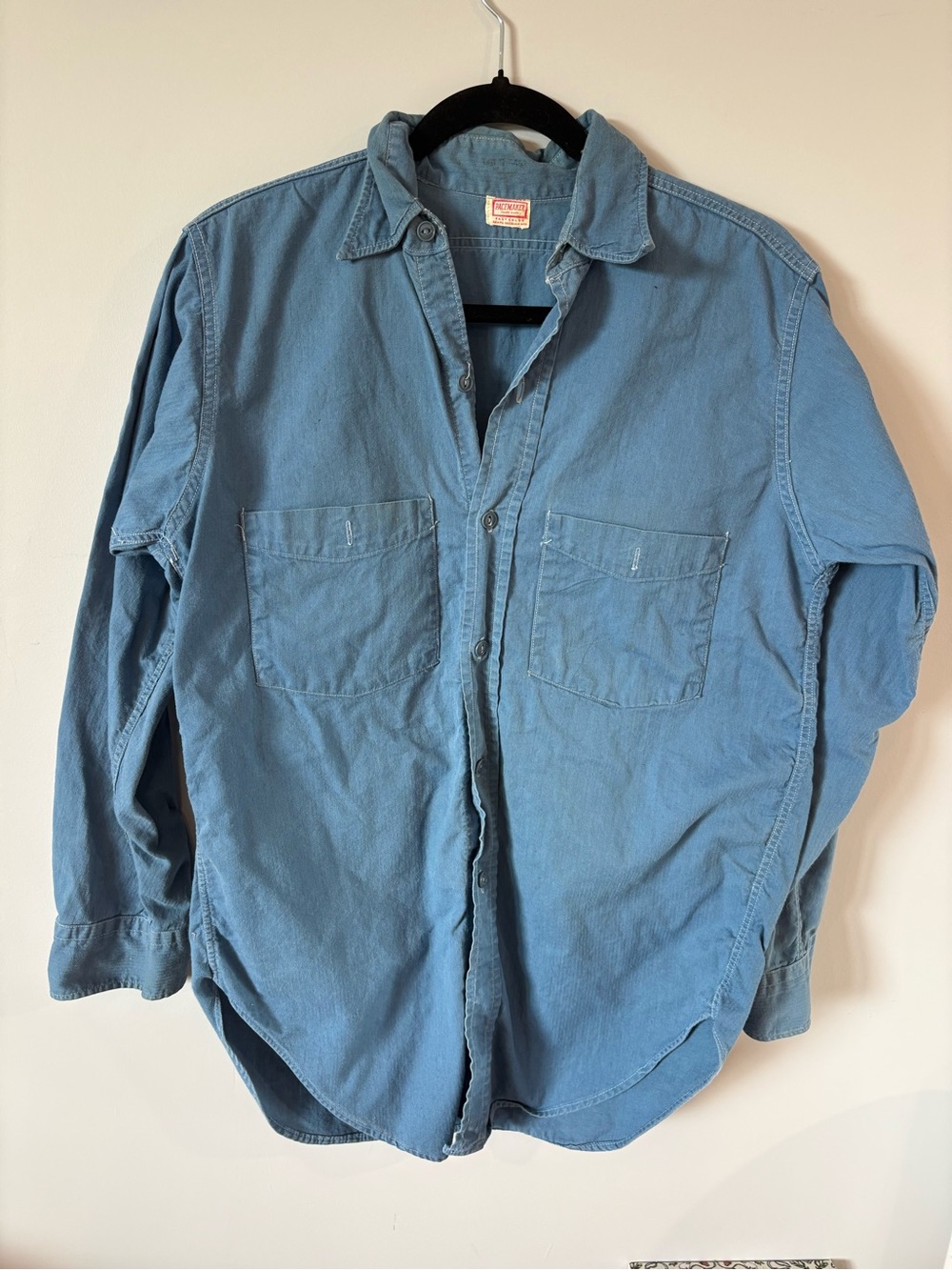 Vintage Retro Classic Men's Long-Sleeve Button-Up Shirt - Blue